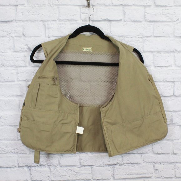 Vintage LL Bean Khaki Multi Pocket Fly Fishing Lined Vest Size M - Picture 5 of 8